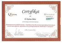 certyfikat Zaawansowane techniki łączone - wypełniacz, mezoterapia igłowa, mezoterapia głęboka oraz peelingi medyczne
