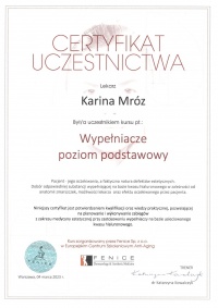 certyfikat Wypełniacze poziom podstawowy