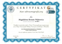 certyfikat Ultrasonografia piersi kurs podstawowy