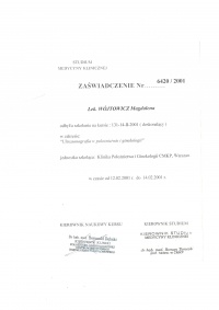 zaświadczenie ultrasonografia w połoznictwie i ginekologii