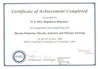 certyfikat Elevate Posterior, Elevate Anterior and Miniarc training