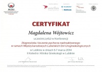 certyfikat Diagnostyka i leczenie pęcherza nadreaktywnego