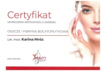 certyfikat Osocze i fibryna bogatopłytkowa