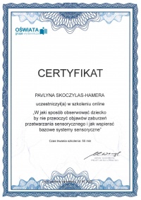 certyfikat W jaki sposób obserwować dziecko by nie przeoczyć objawów zaburzeń przetwarzania sensorycznego
