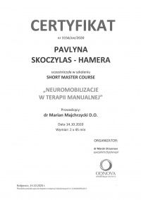 certyfikat Neuromobilizacje w terapii manualnej