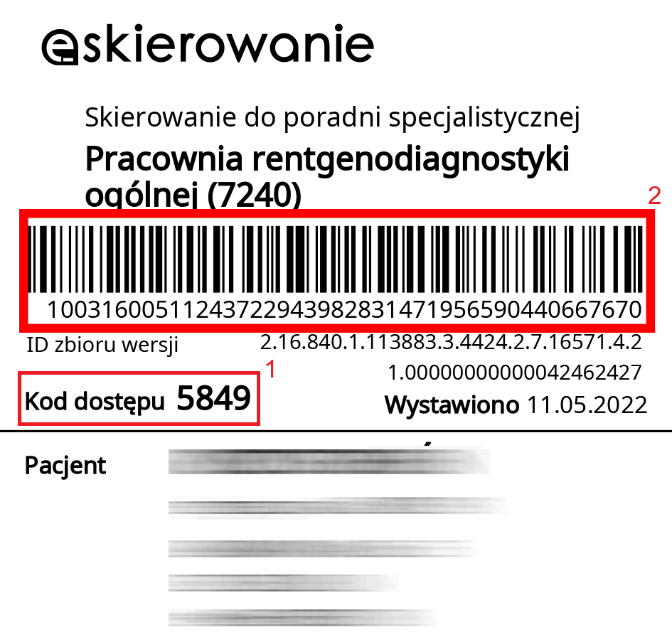 fragment wydruku przykłądewego e-skierowania