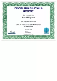 certyfikat Fascial manipulation level 1 - 2