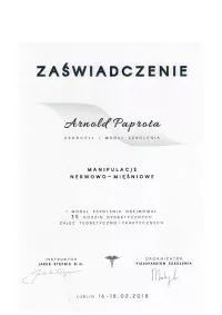 zaświadczenie Manipulacje nerwowo-mięśniowe