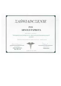 zaświadczenie Osteopatyczne podejście do zaburzeń psychosomatycznych moduł 1