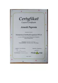 certyfikat Manipulacje krótkodźwigniowe HVLA
