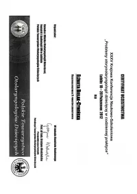 certyfikat Problemy otolaryngologii dziecięcej w codziennej praktyce