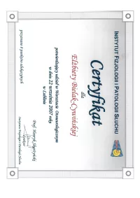 certyfikat Warsztat Otoneurologiczny 2007