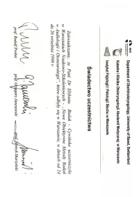 świadectwo Nowe Obiektywne Metody Badań w Audiologii i Otoneurologii