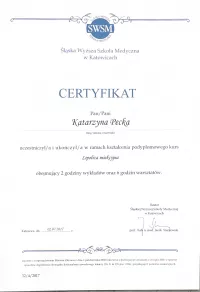 certyfikat Lipoliza iniekcyjna