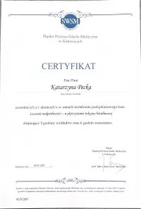 certyfikat Leczenie nadpotliwości - wykorzystanie toksyny botulinowej