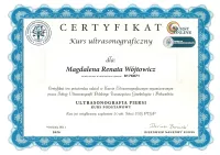 certyfikat Ultrasonografia piersi kurs podstawowy