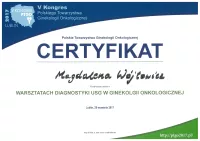 certyfikat Diagnostyka USG w ginekologii onkologicznej