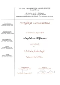 certyfikat VI dzień Andrologii