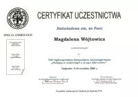 certyfikat Postepy w andrologii u progu XXI wieku