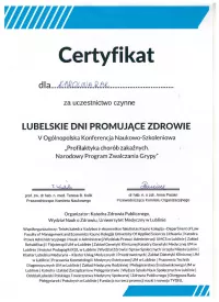 Certyfikat Profilaktyka chorób zakaźnych - narodowy program zwalczania grypy