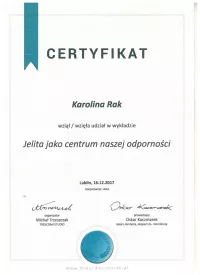 certyfikat jelita jako centrum naszej odporności