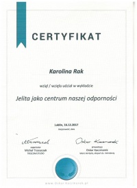 certyfikat jelita jako centrum naszej odporności