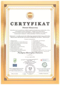 certyfikat masaż klasyczny