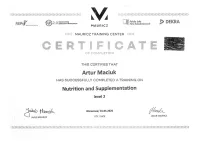 Certyfikat Dietetyka i suplementacja poziom 2