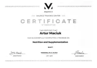 Certyfikat Dietetyka i suplementacja poziom 1