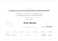 Certyfikat terapie mitochondrialne