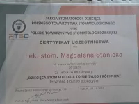 certyfikat Dziecięca stomatologia to nie tylko próchnica