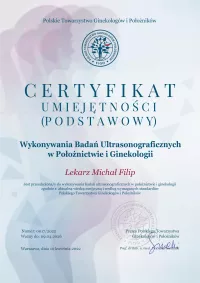 certyfikat Wykonywanie badań ultrasonograficznych w położnicstwie i ginekologii