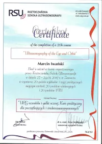 certtyfikat USG oczodołu i gałki ocznej