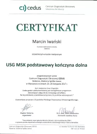 certyfikat USG MSK podstawowy kończyna dolna