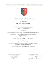 zaświadczenie Diagnostyka obrazowa układu mięśniowo-szkieletowego