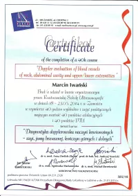 certyfikat Diagnostyka dopplerowska naczyń krwionośnych
